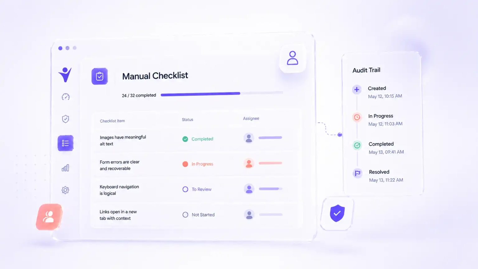 Detailed illustration of WelcomingWeb accessibility solutions and compliance monitoring dashboard