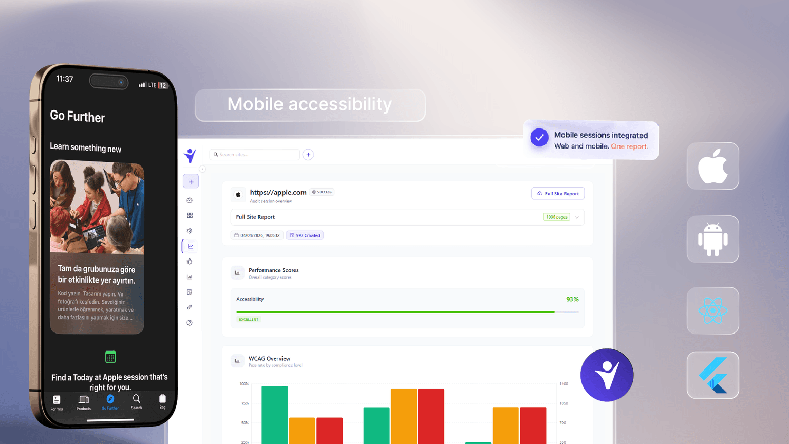 Detailed illustration of WelcomingWeb accessibility solutions and compliance monitoring dashboard