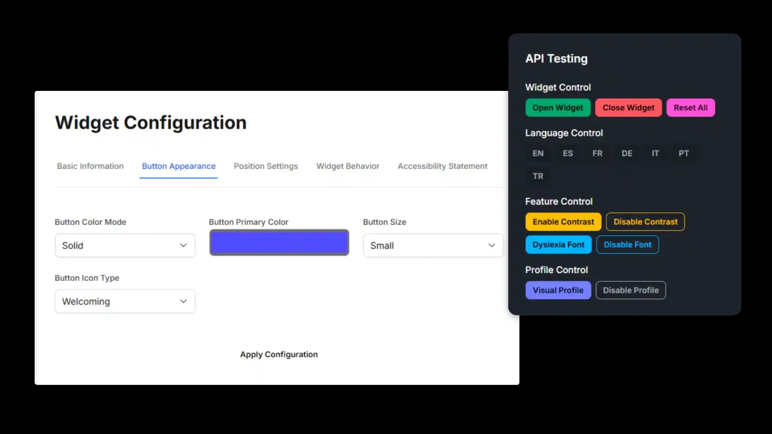 <span class='font-bold text-primary'>Developer integrations </span>  for website accessibility