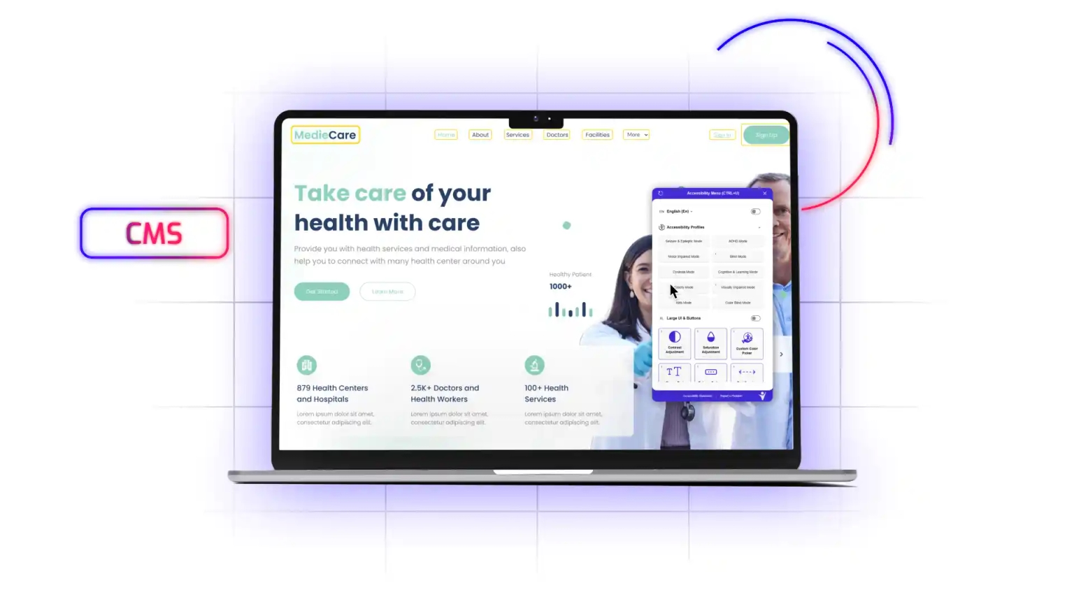 Detailed illustration of WelcomingWeb accessibility solutions and compliance monitoring dashboard