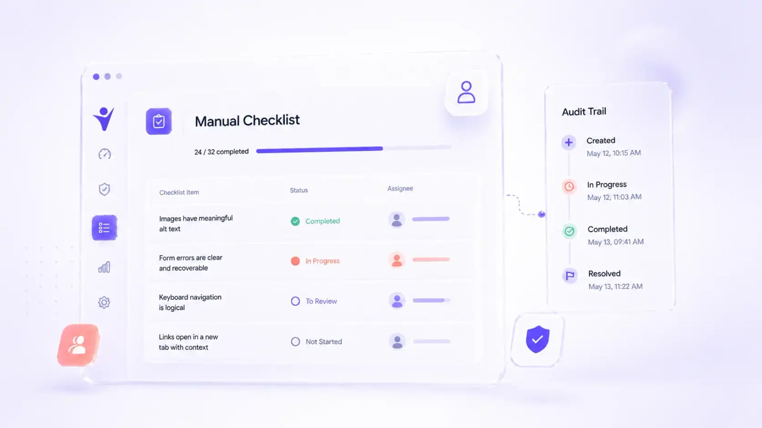 Detailed illustration of WelcomingWeb accessibility solutions and compliance monitoring dashboard