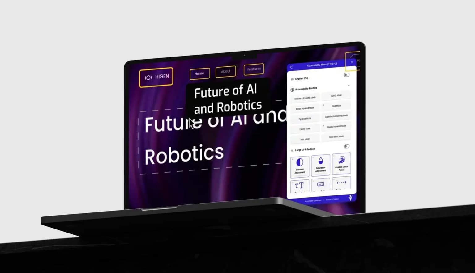 WelcomingWeb platform interface showing accessibility compliance tools and analytics dashboard
