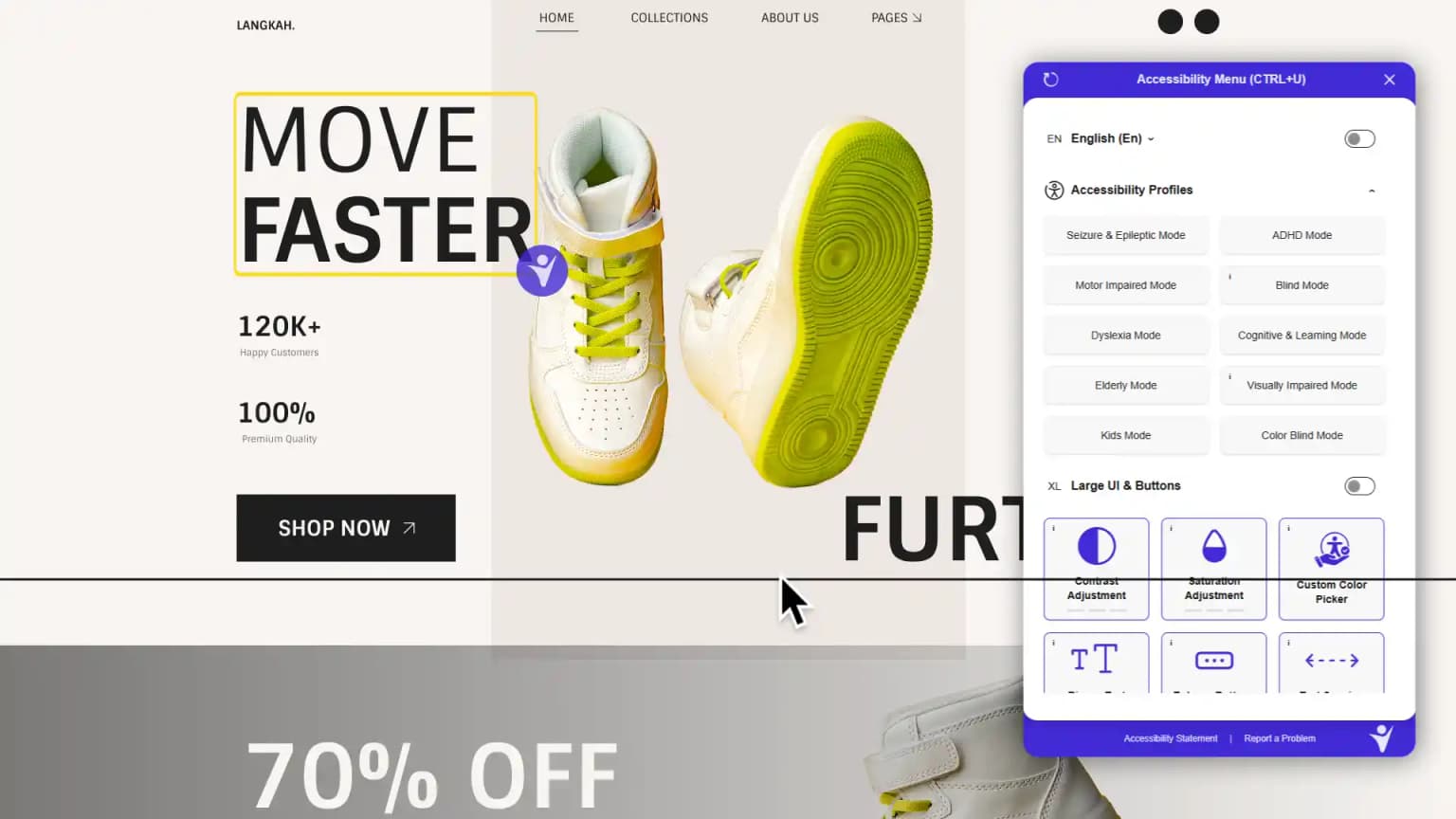 Adaptive accessibility widget <span class='font-bold text-primary'>for shoppers</span>